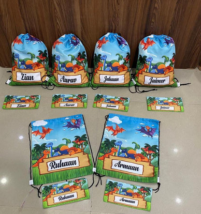 Personalized Printed Kids Drawstring Bag & Pouch Combo