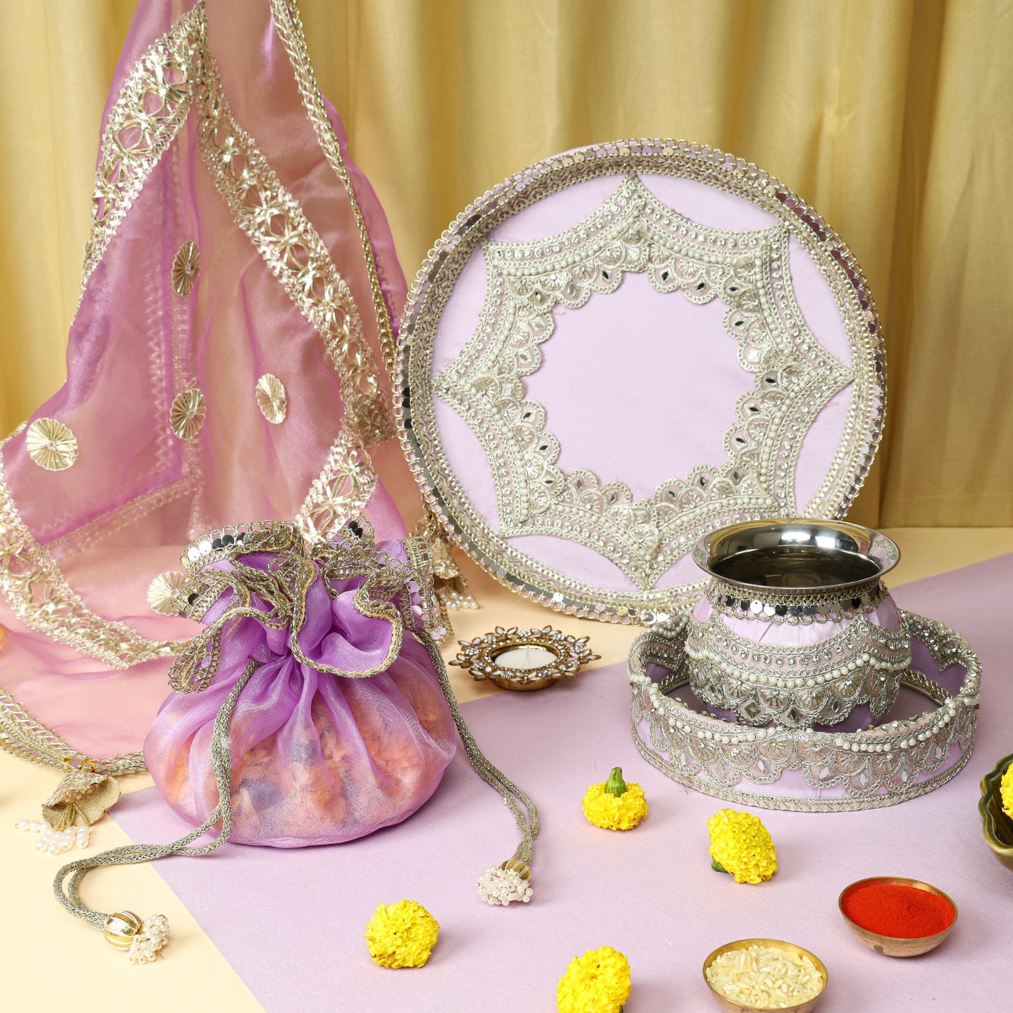 Beautiful Karwachauth Sets in Pastal Colours