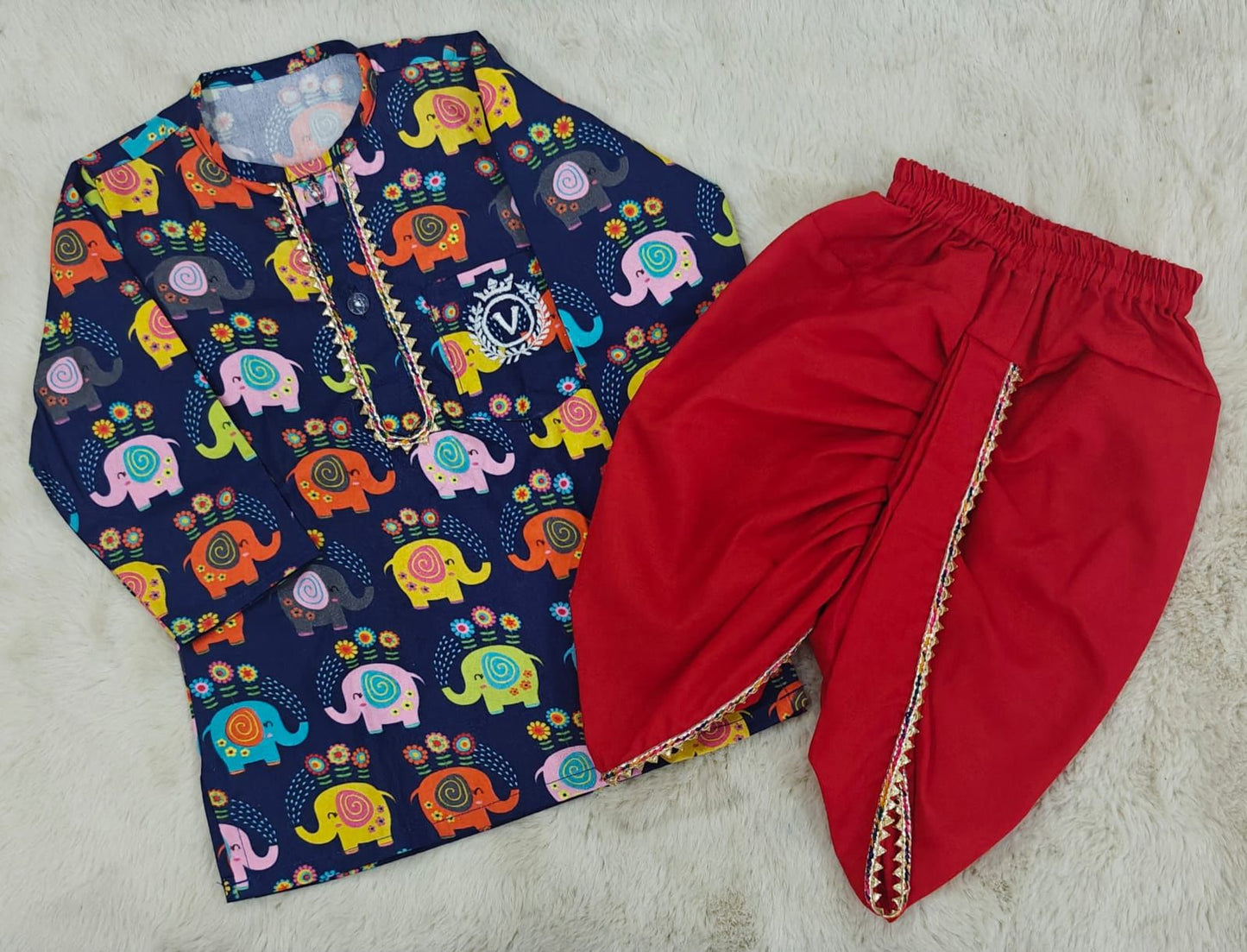 Ganesha Design Dhoti Kurta Set